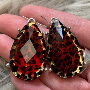 Leopard print costume earrings